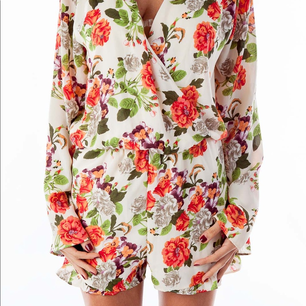 Floral long sleeve romper